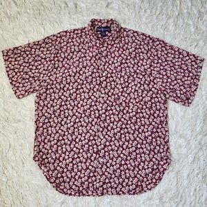 Vintage Ralph Lauren Silk Floral Short Sleeves Top Blouse Size 6
